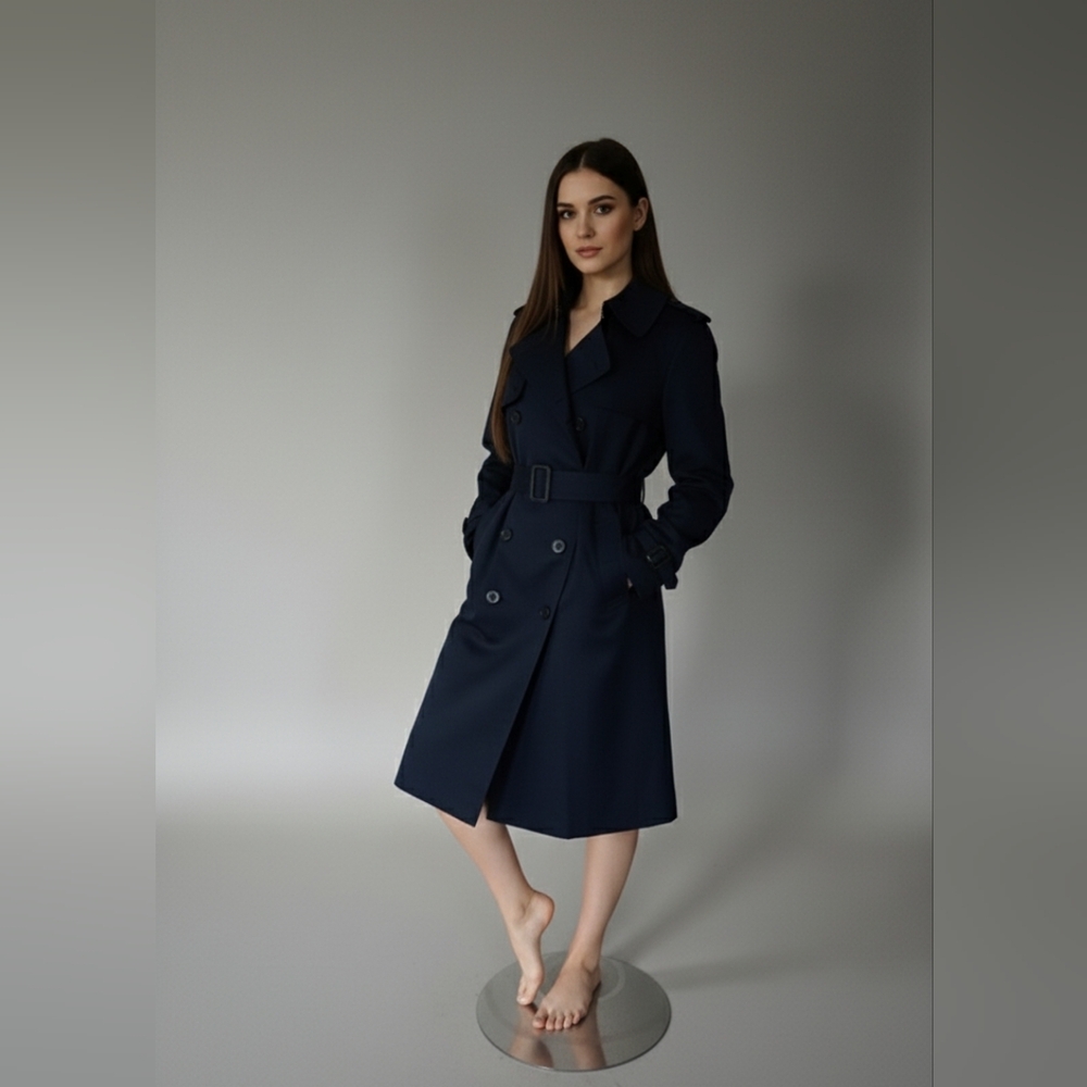 LONDON FOG NAVY BLUE SINGLE BREASTED BELTED‎ TRENCH COAT SIZE 42 REGULAR - Picture 2 of 11